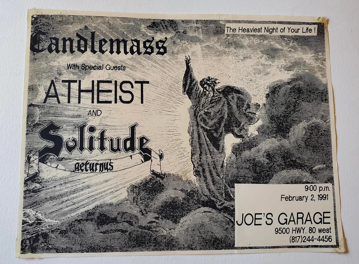Solitude Aeturnus Flyer, Show with Candlemass and Atheist (1991-02-02)